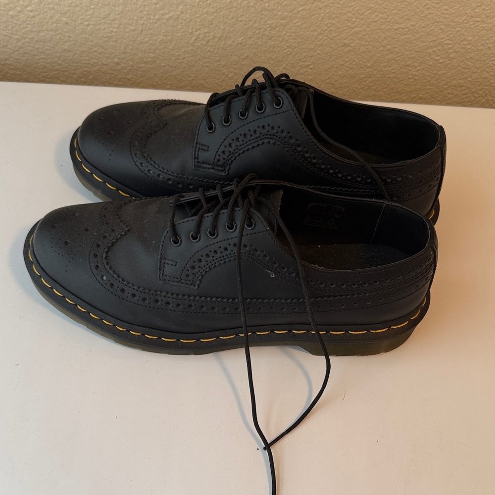 Dr. Martens Black Brogue Oxfords with Yellow Stitching - Never worn